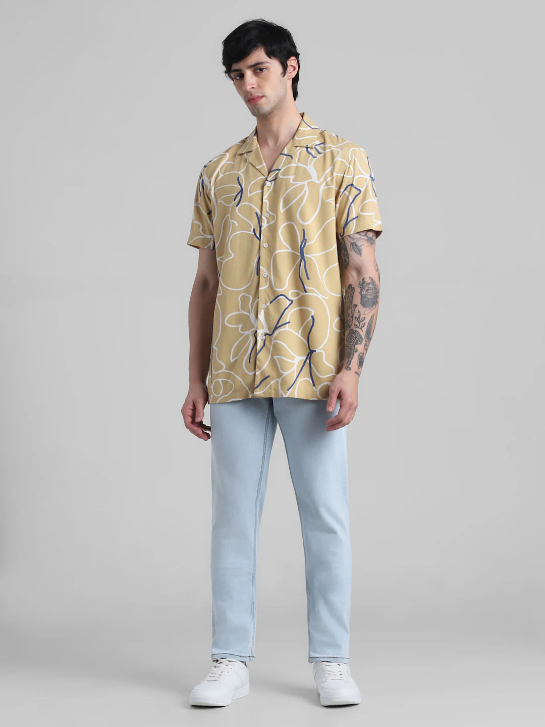 Beige Abstract Print Shirt - Image 6