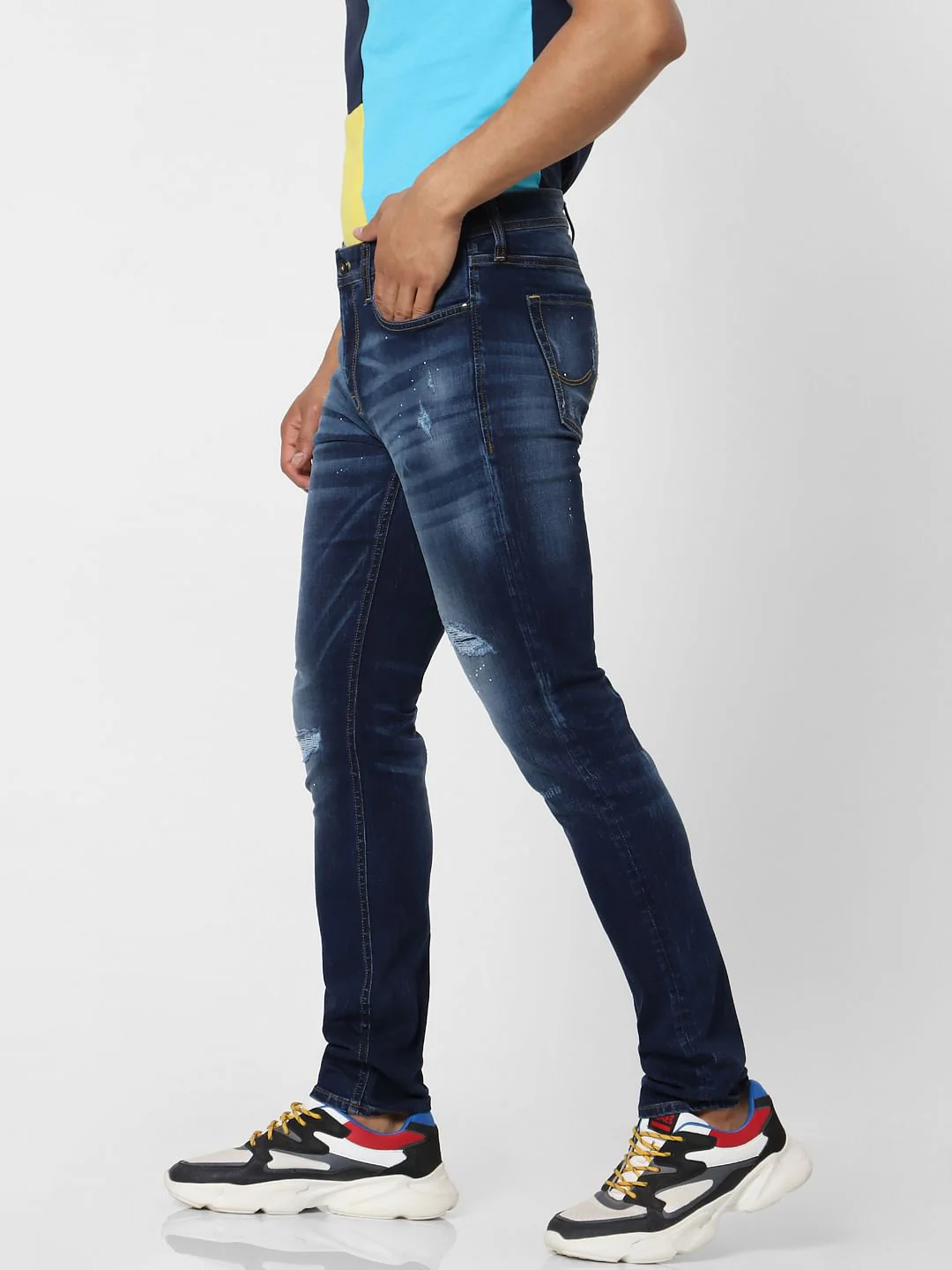 Blue Low Rise Liam Distressed Skinny Fit Jeans - Image 3