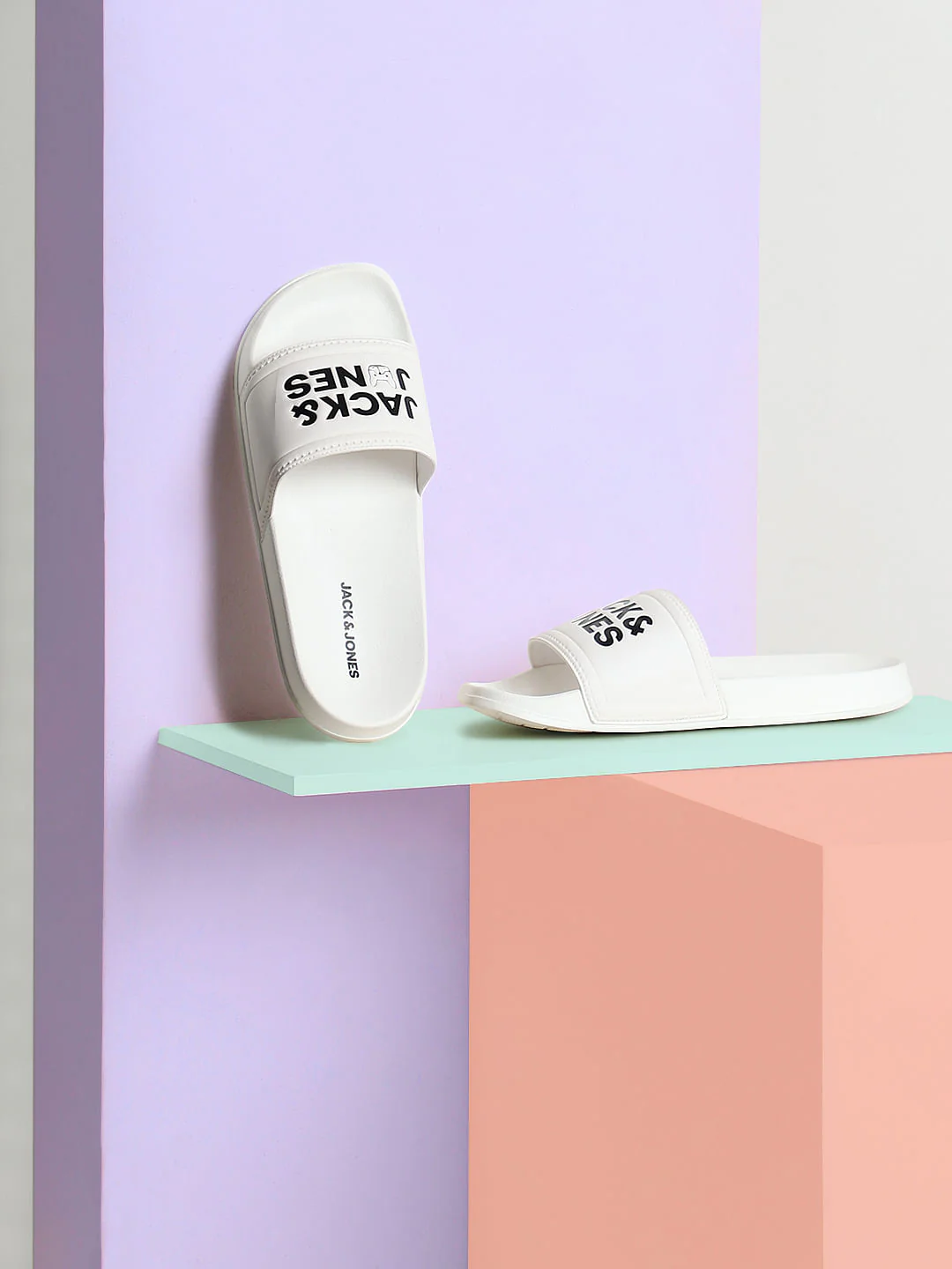 White Doggo Print Sliders