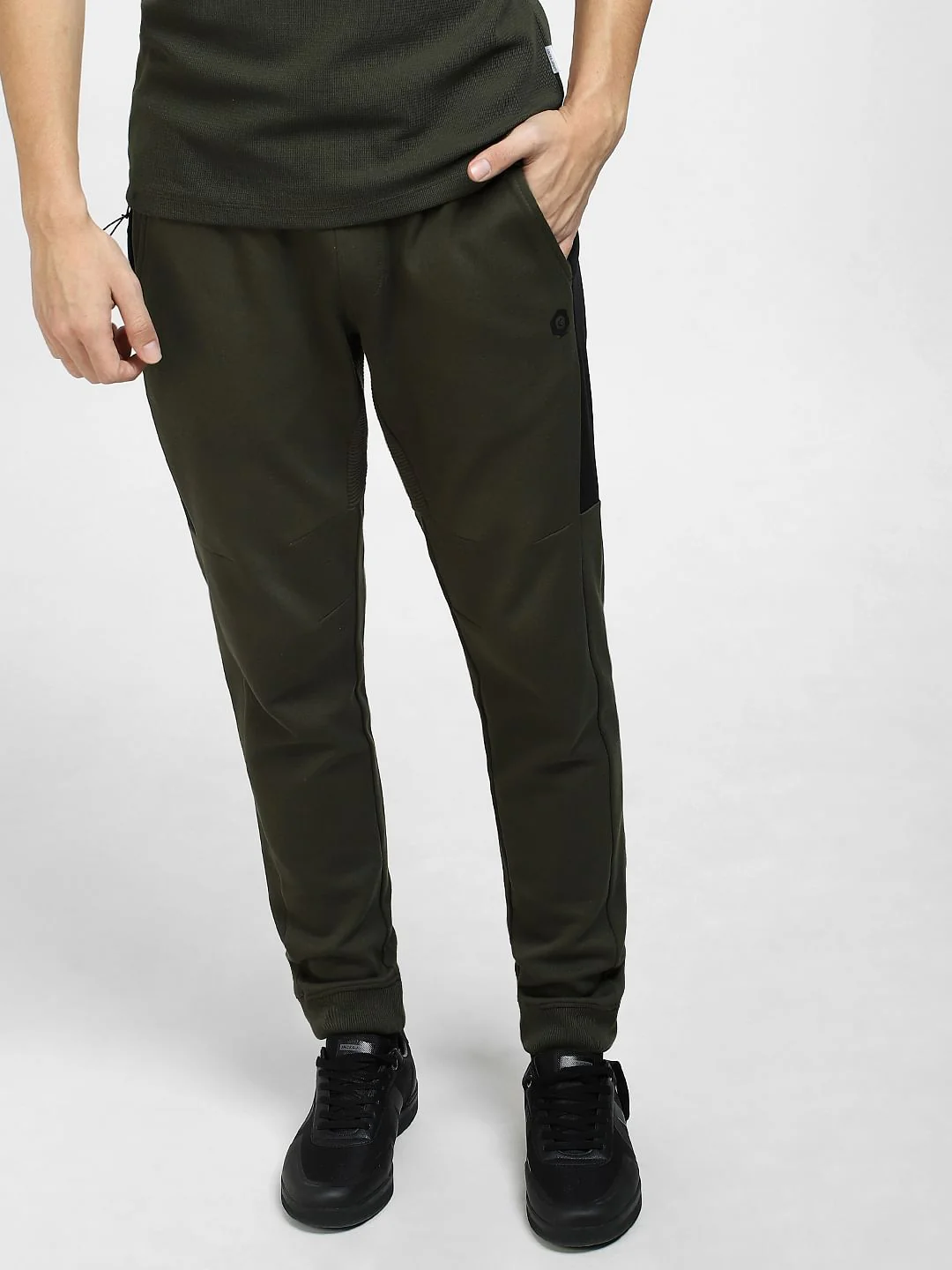 Dark Green Mid Rise Tape Detail Sweatpants - Image 2
