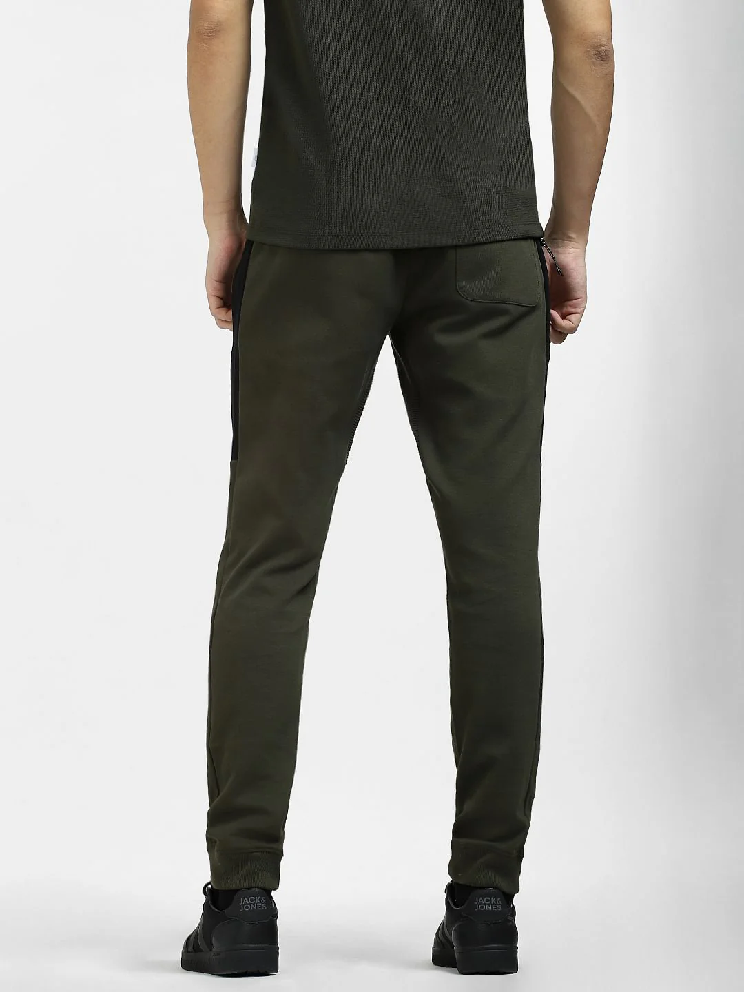 Dark Green Mid Rise Tape Detail Sweatpants - Image 4