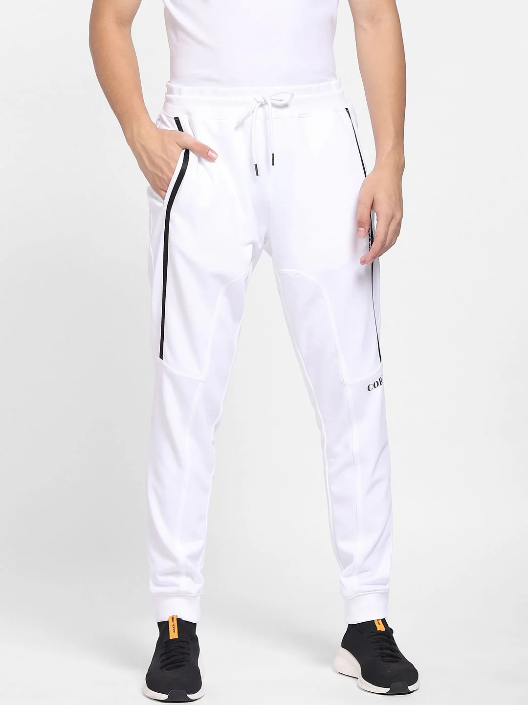 White Mid Rise Tape Detail Co-ord Sweatpants - Image 2
