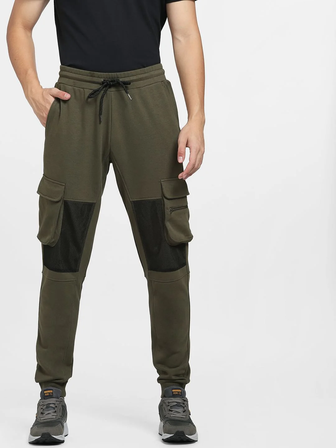 Green Mid Rise Colourblocked Sweatpants - Image 2