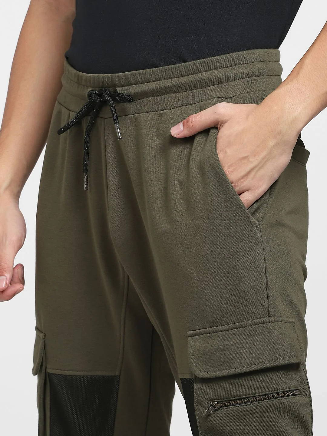 Green Mid Rise Colourblocked Sweatpants - Image 5
