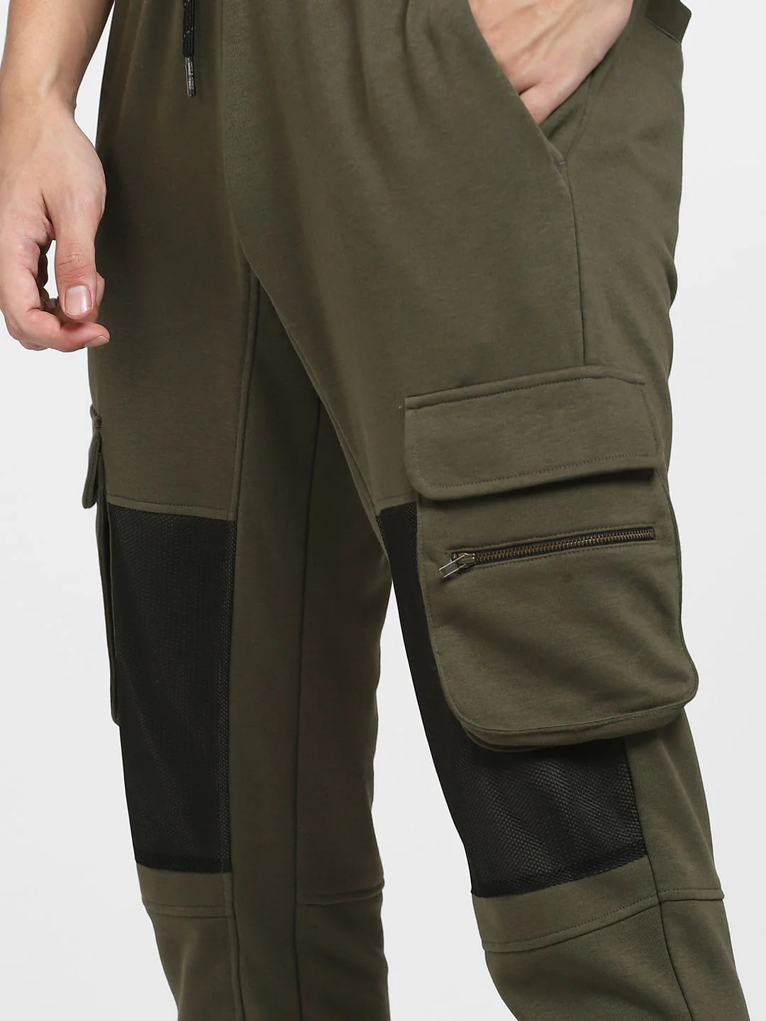 Green Mid Rise Colourblocked Sweatpants - Image 6