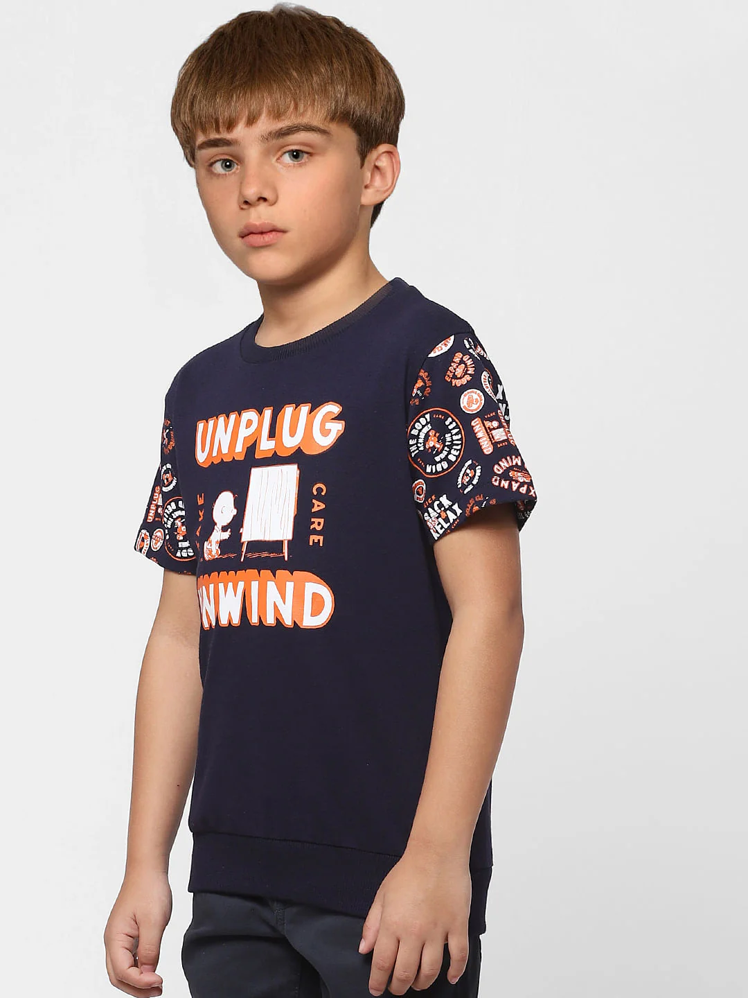 Boys X PEANUTS Blue Graphic Print Hooded T-shirt - Image 3