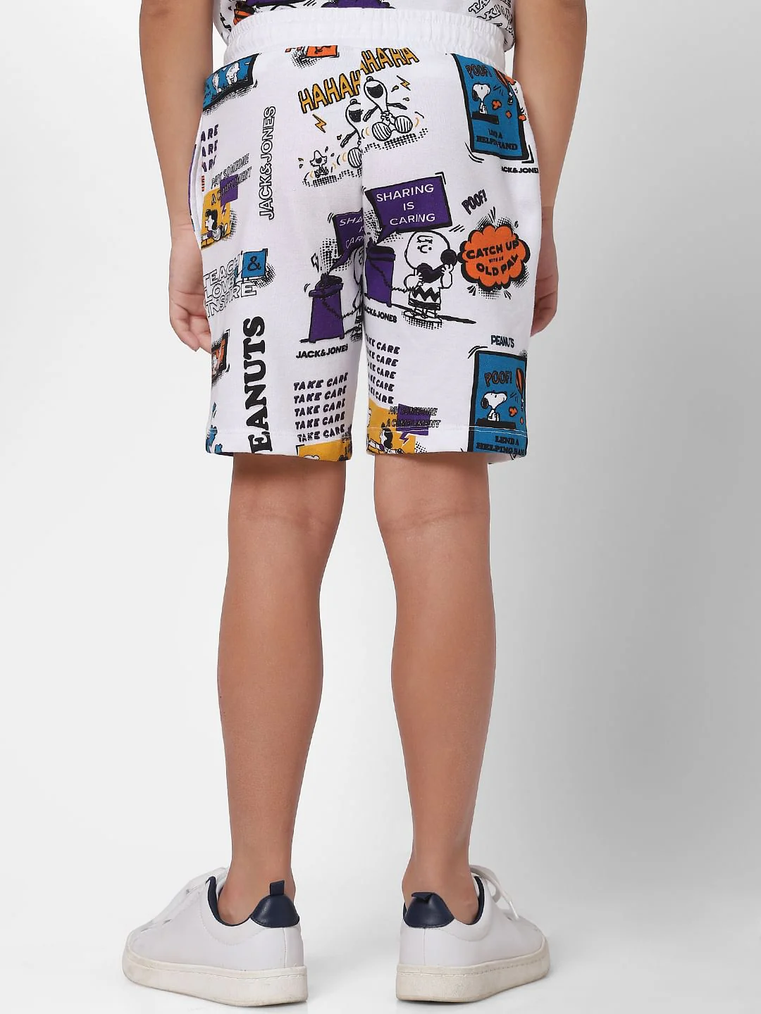 Boys X PEANUTS White Graphic Print Sweatshorts - Image 4