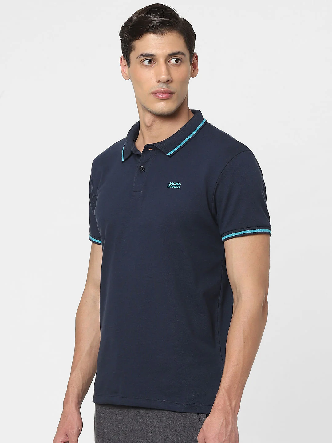 Dark Blue Polo Neck T-shirt - Image 3