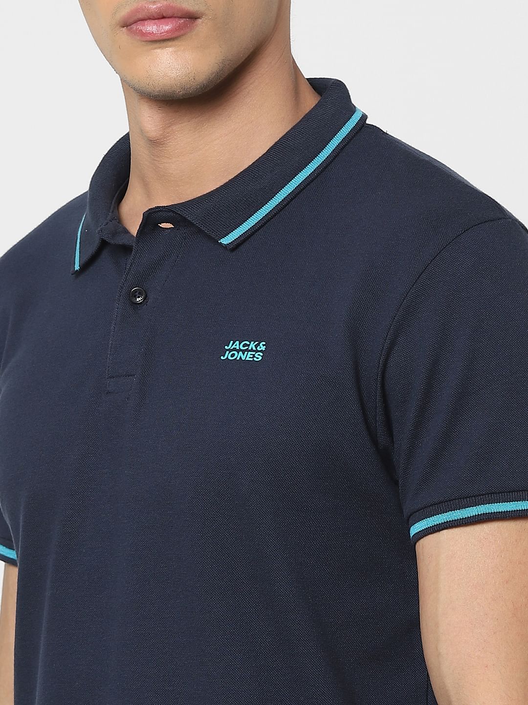 Dark Blue Polo Neck T-shirt - Image 5