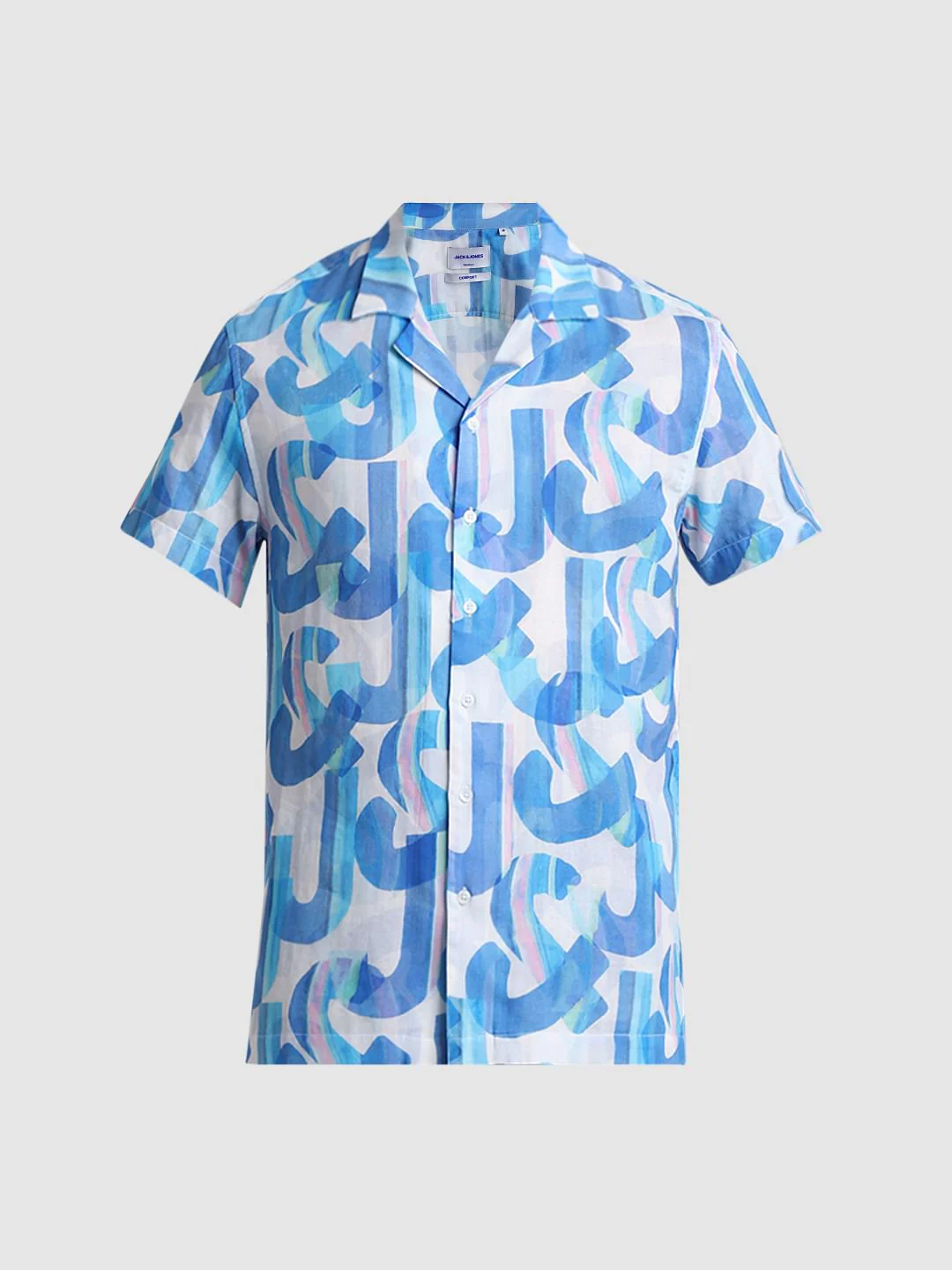 Blue Printed Short Sleeves Shirt - Image 7