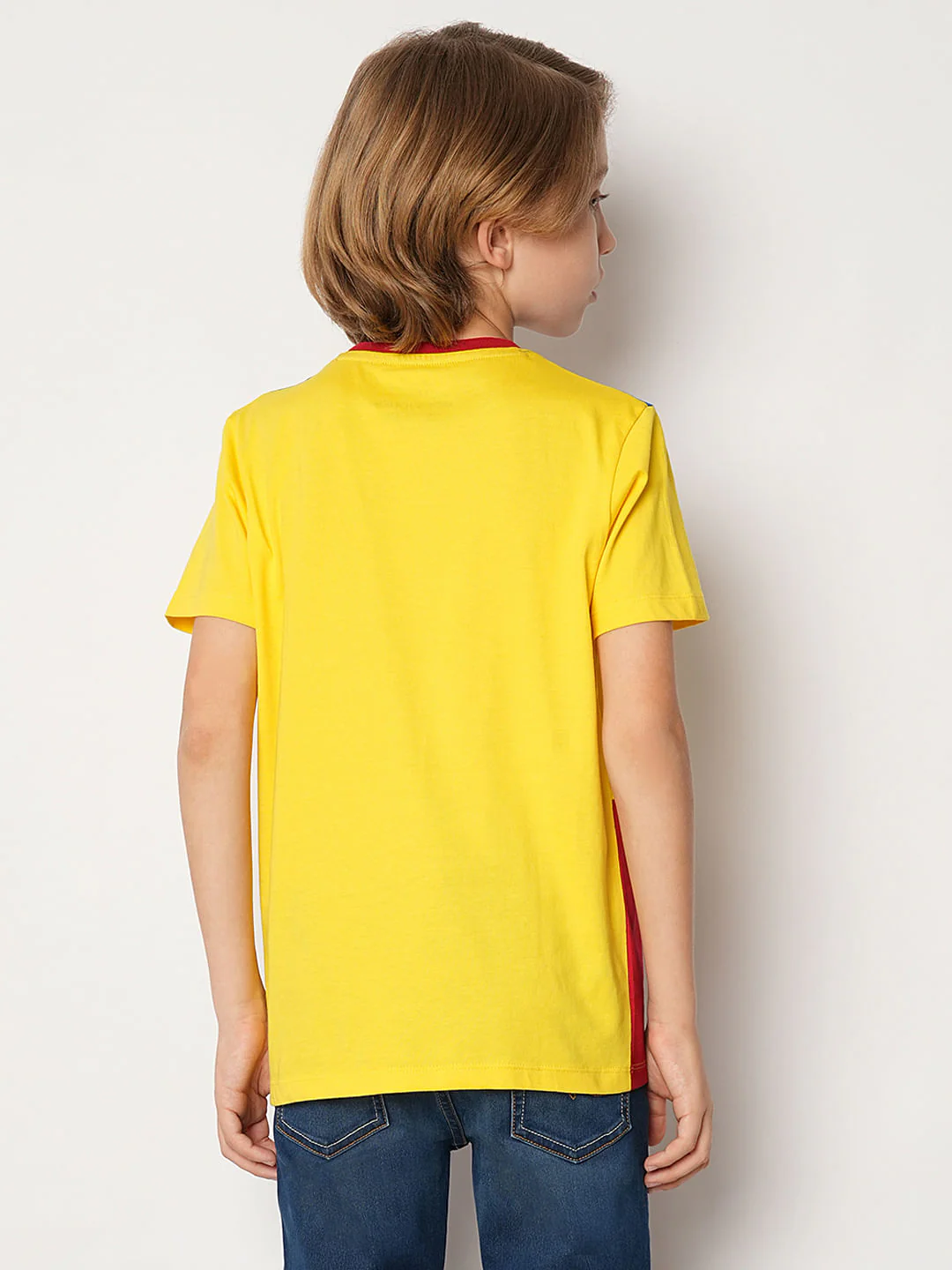 Yellow Colourblocked Crew Neck T-shirt - Image 4