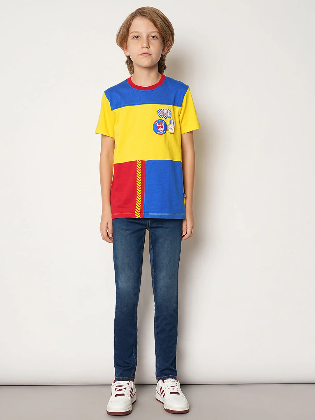 Yellow Colourblocked Crew Neck T-shirt - Image 5