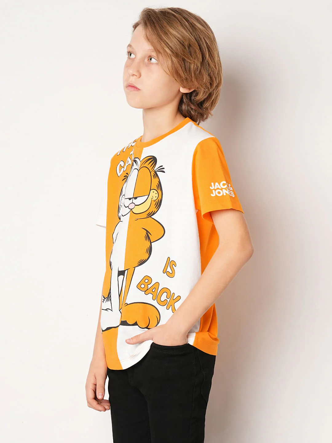 GARFIELD Orange Printed Colourblocked T-shirt - Image 3