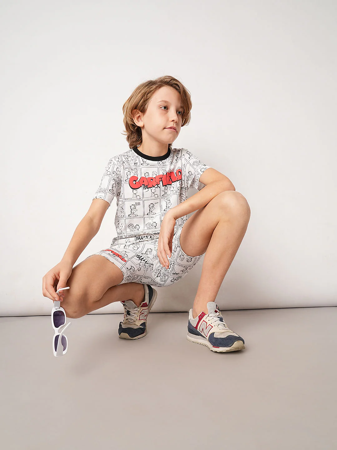 GARFIELD White Printed Co-ord Set Shorts