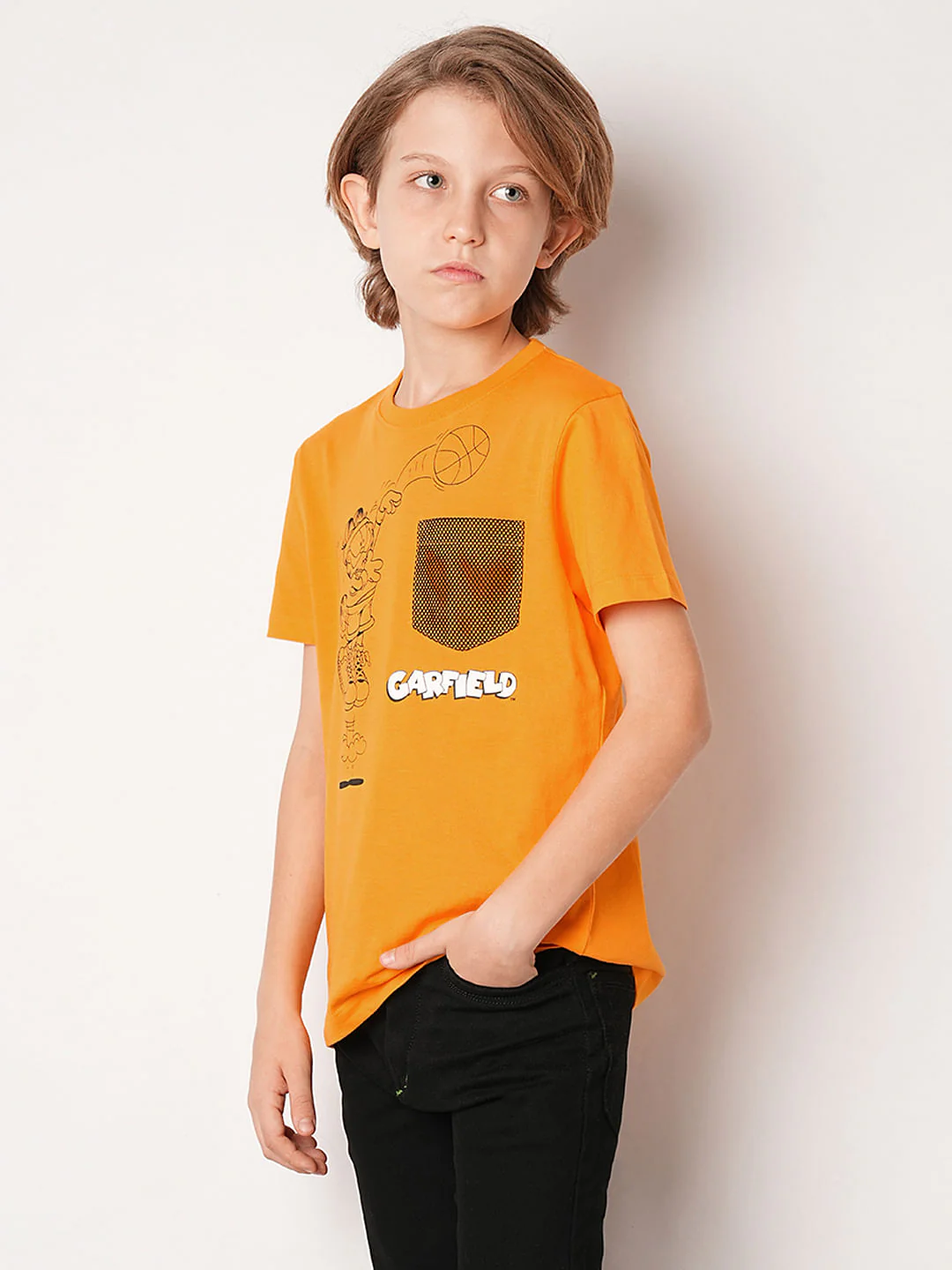 GARFIELD Orange Printed Cotton T-shirt - Image 3