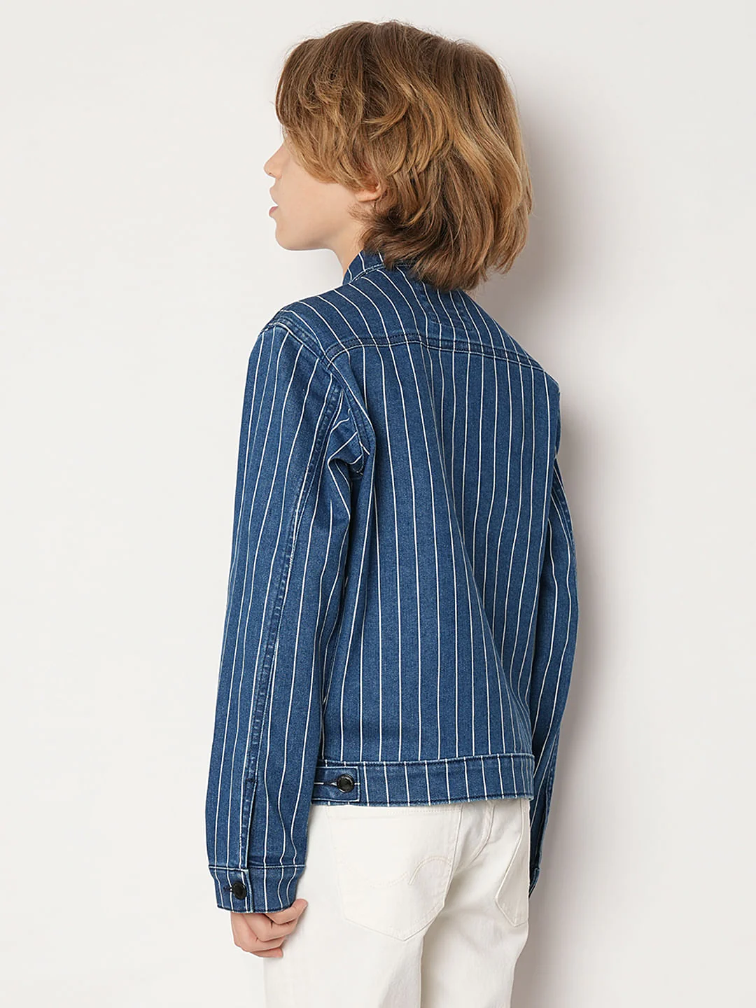 Blue Striped Denim Jacket - Image 4