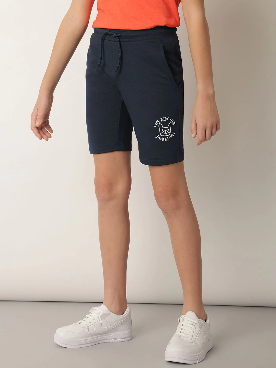 Boys Navy Blue Cotton Knit Shorts - Image 3