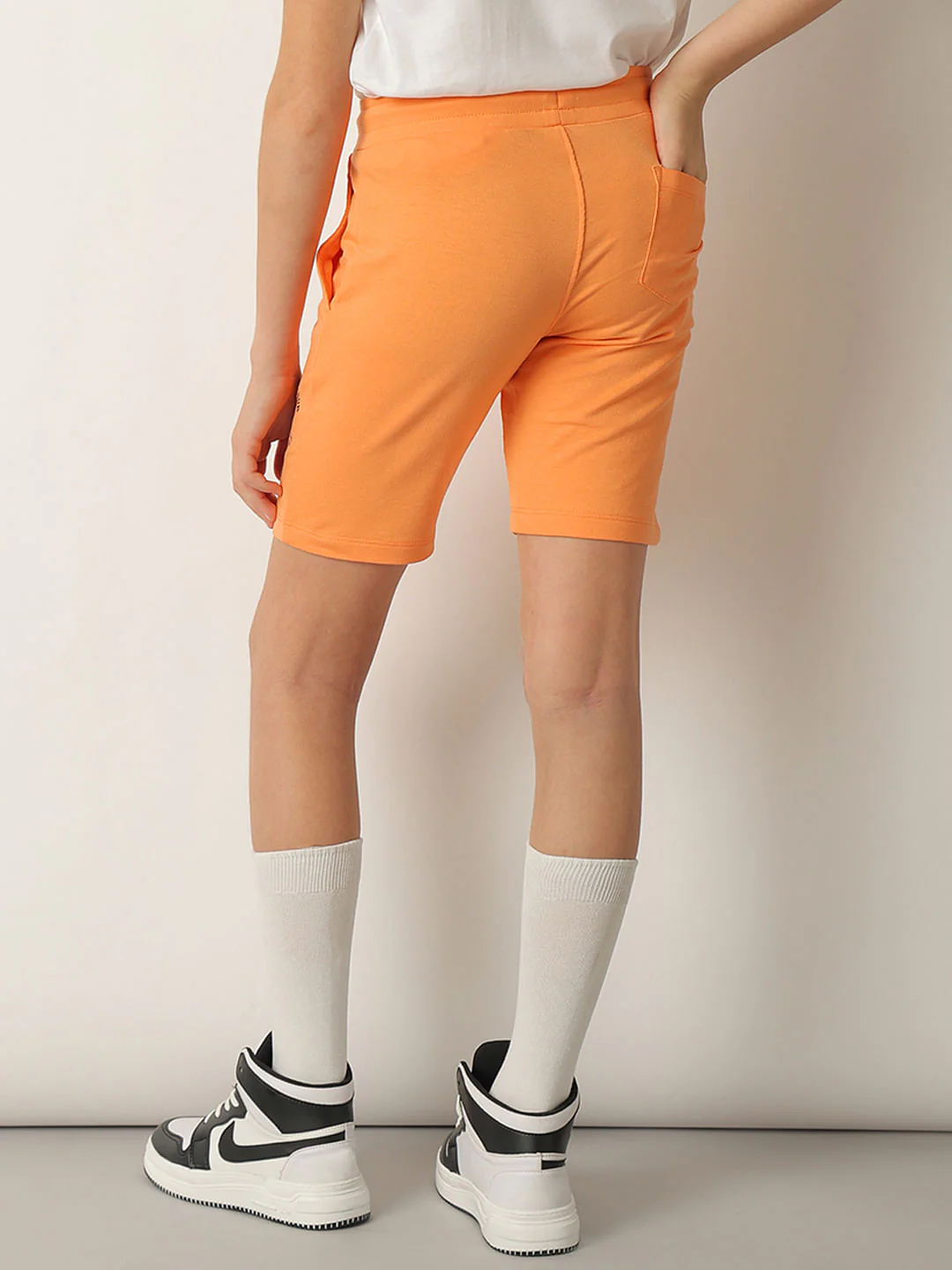 Boys Orange Cotton Knit Shorts - Image 4
