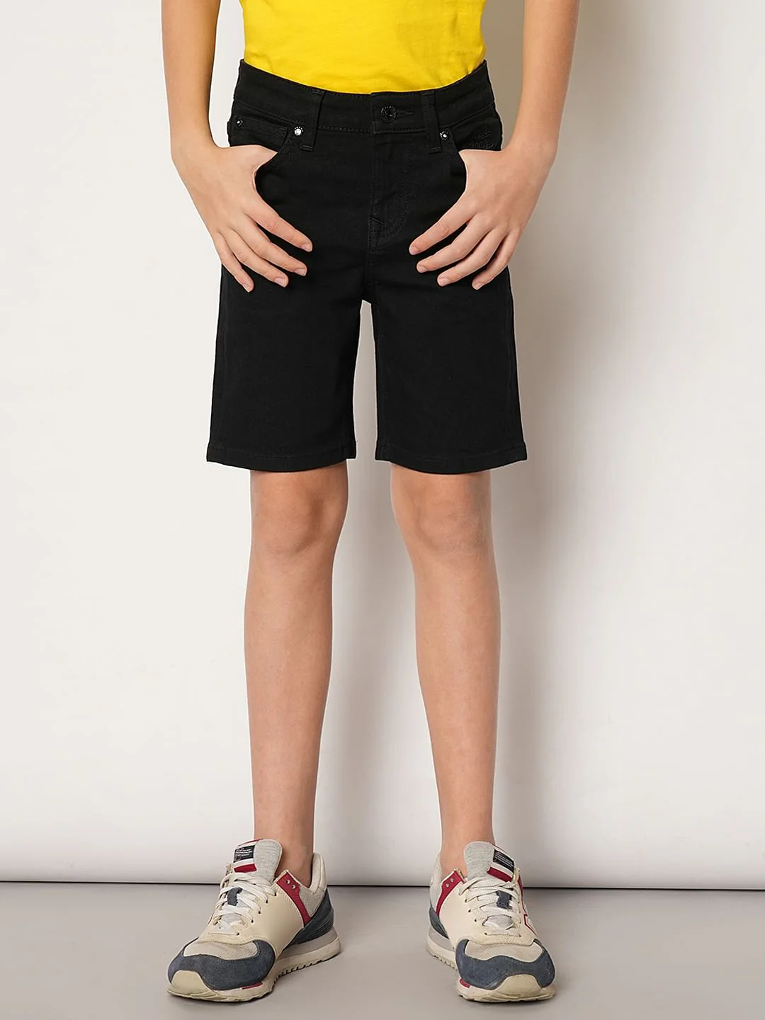 Black Mid Rise Denim Shorts - Image 2