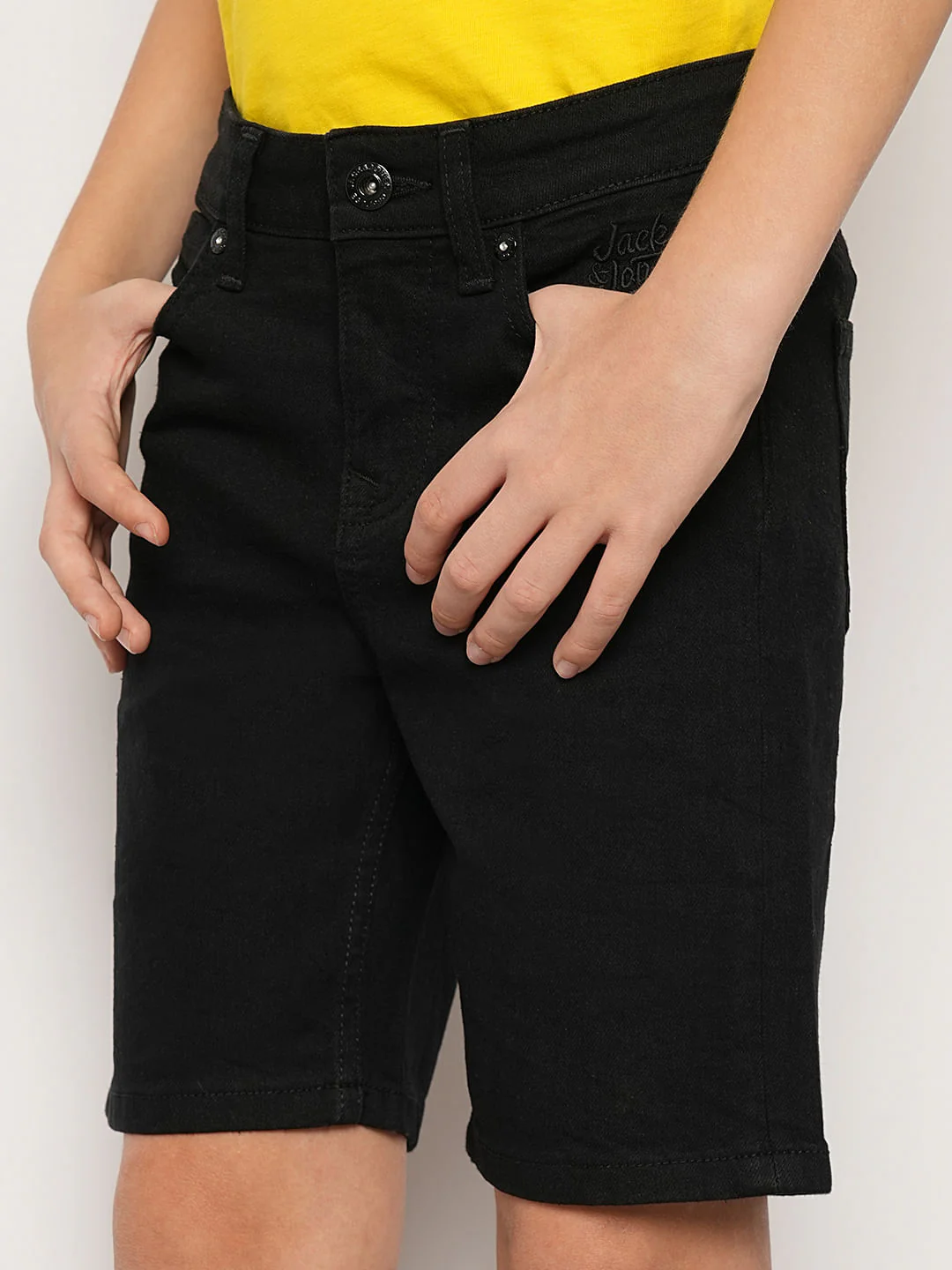 Black Mid Rise Denim Shorts - Image 6