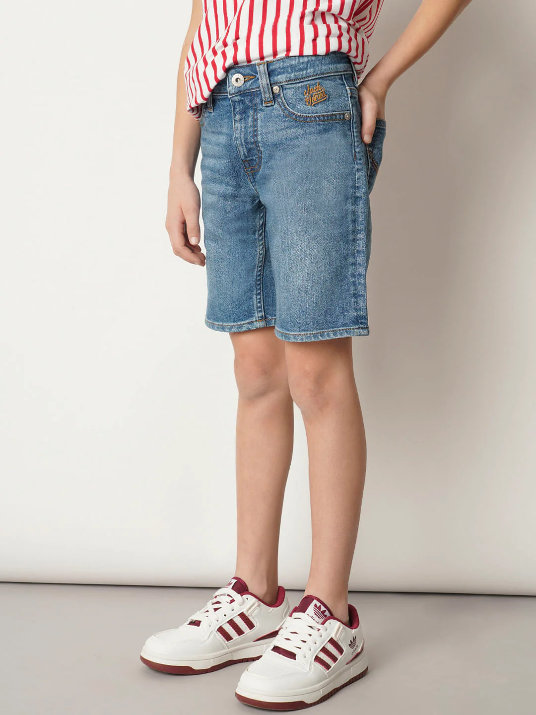 Boys Blue Cotton Denim Shorts - Image 3