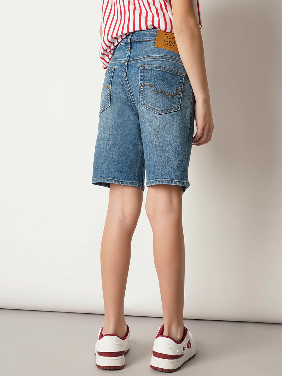 Boys Blue Cotton Denim Shorts - Image 4