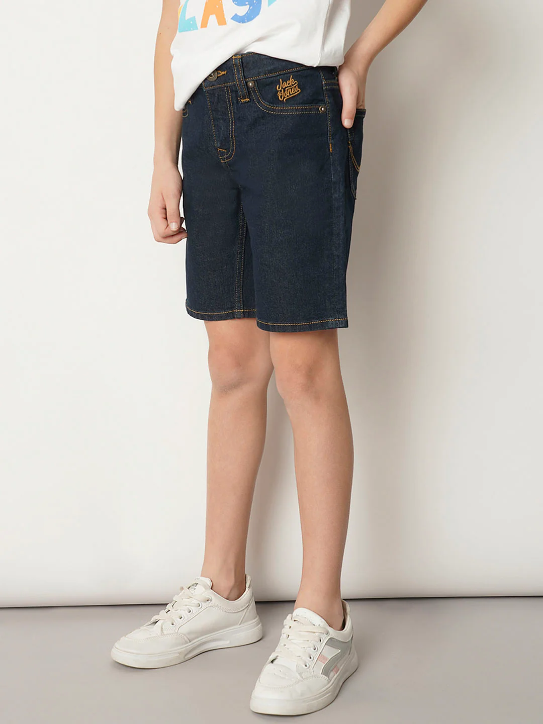 Boys Dark Blue Cotton Denim Shorts - Image 3