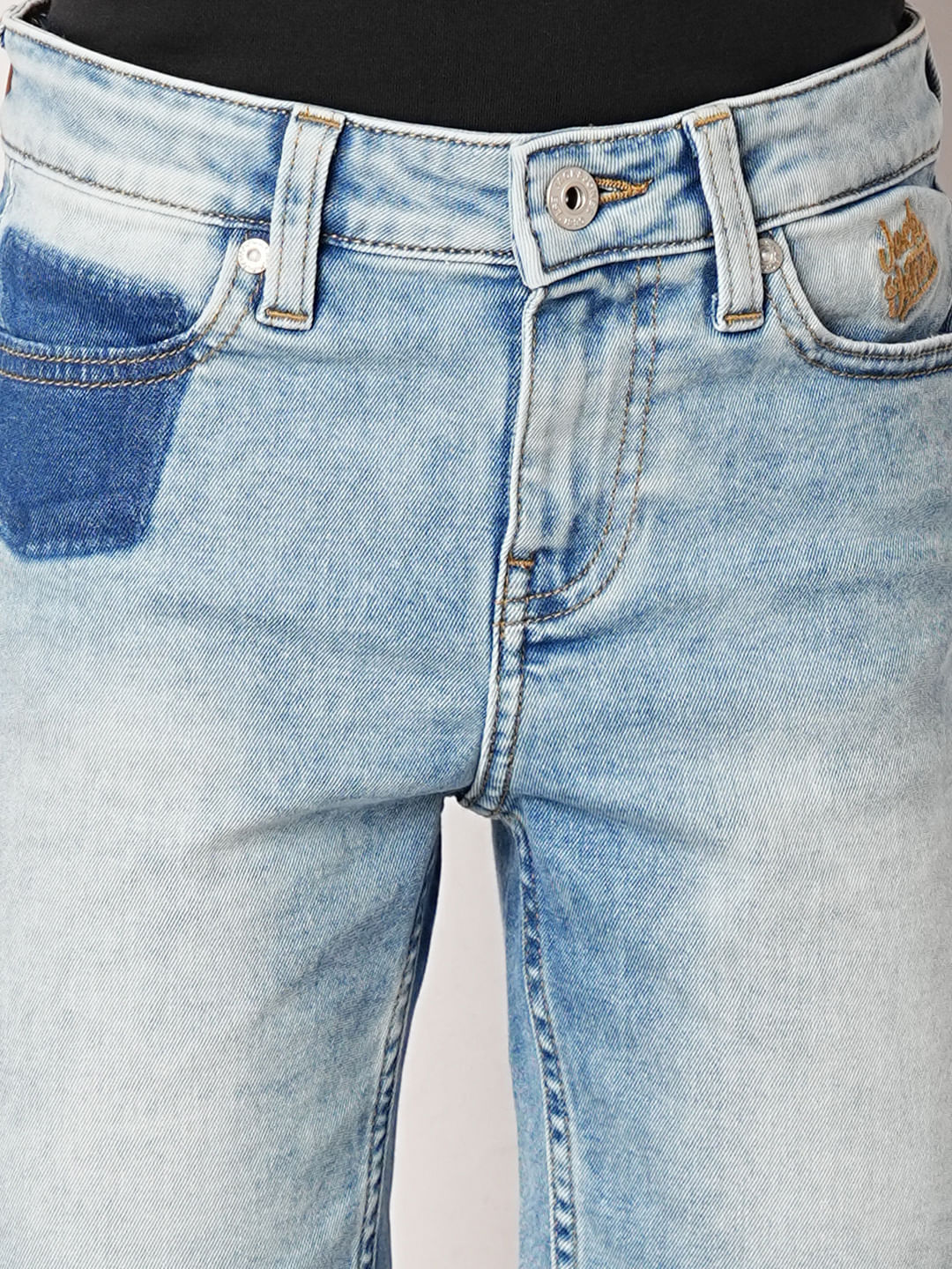 Light Blue Mid Rise Denim Shorts - Image 6
