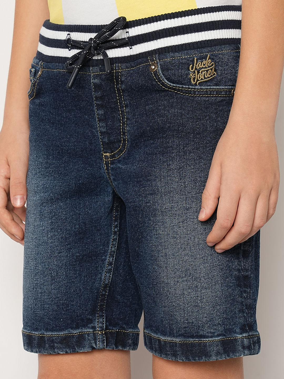 Blue Mid Rise Denim Shorts - Image 6