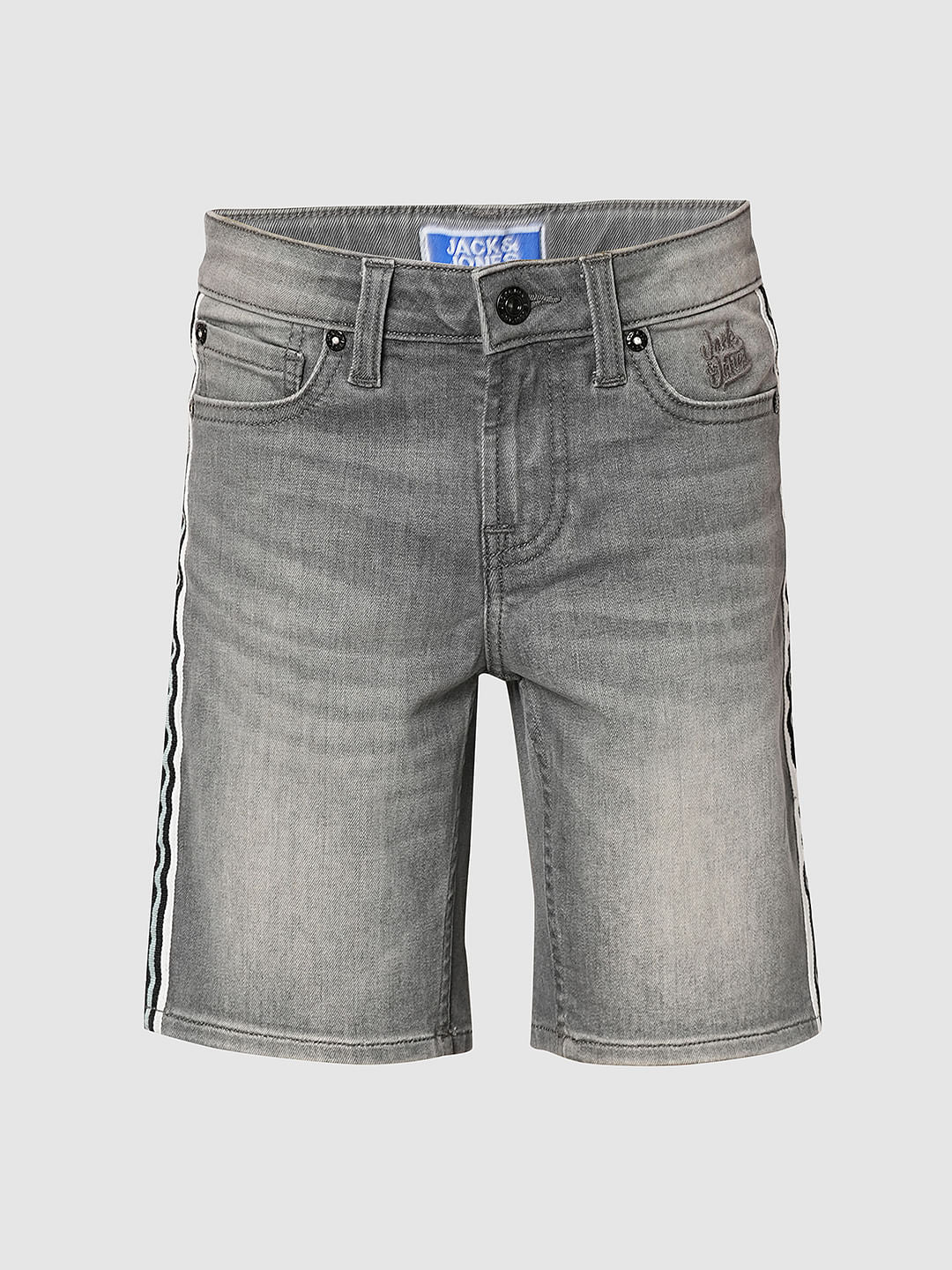 Grey Mid Rise Denim Shorts - Image 7