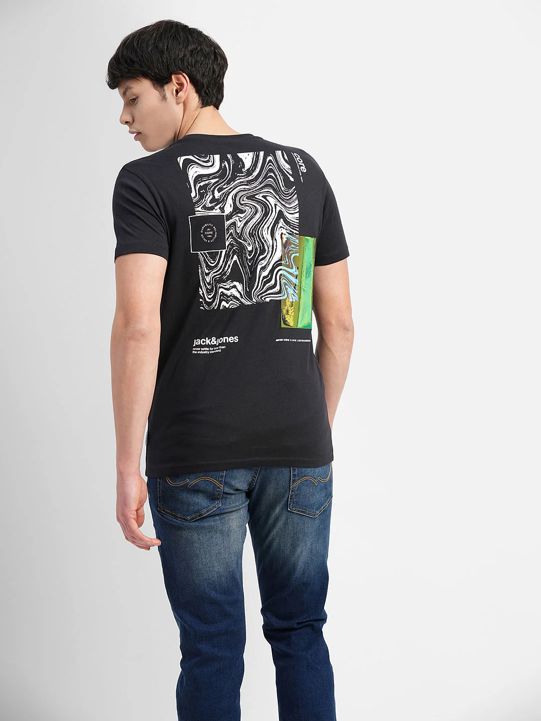 Black Graphic Print Crew Neck T-shirt - Image 4