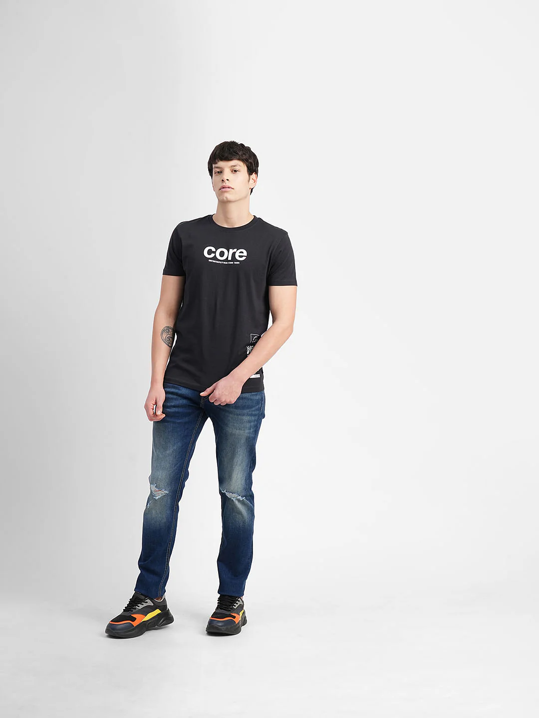 Black Graphic Print Crew Neck T-shirt - Image 6