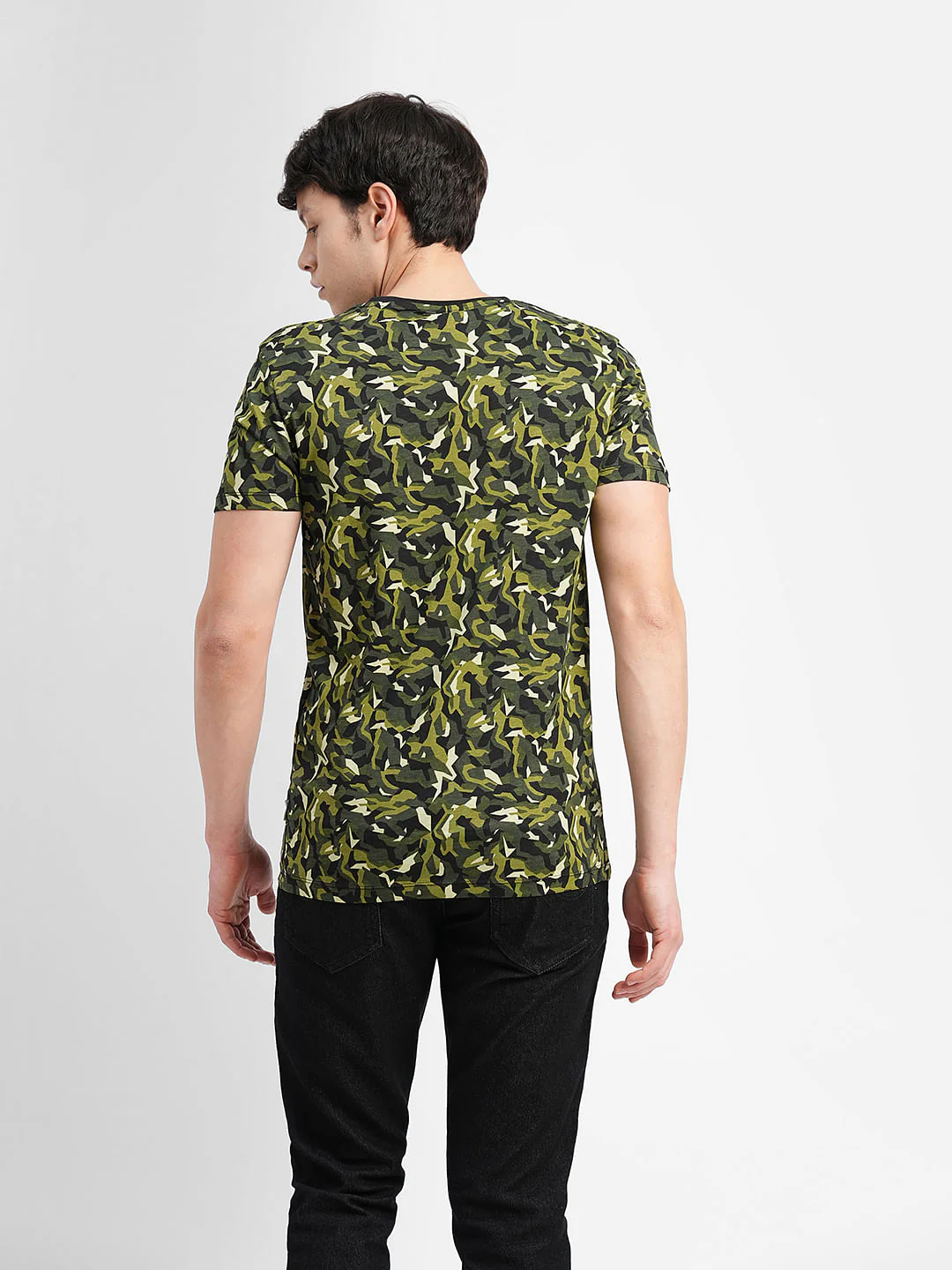 Green Camo Print Crew Neck T-shirt - Image 4