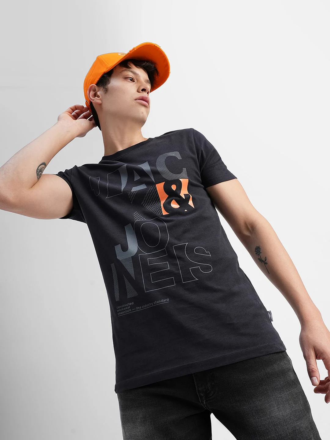 Black Typographic Print Crew Neck T-shirt