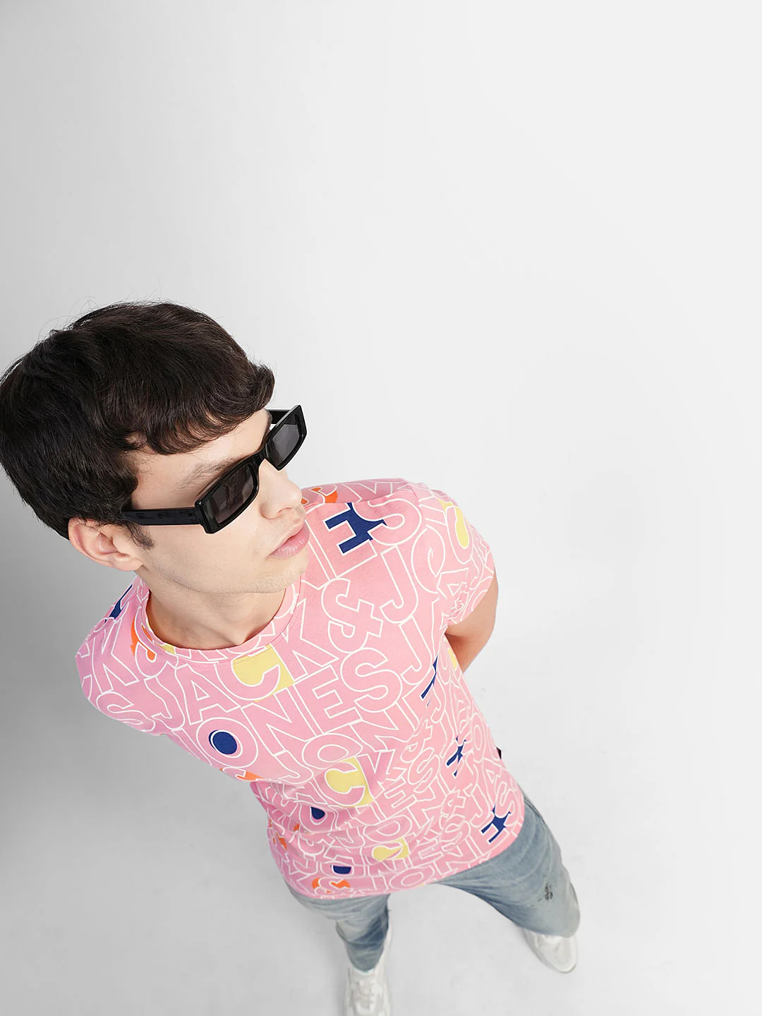 Pink Logo Print Crew Neck T-shirt