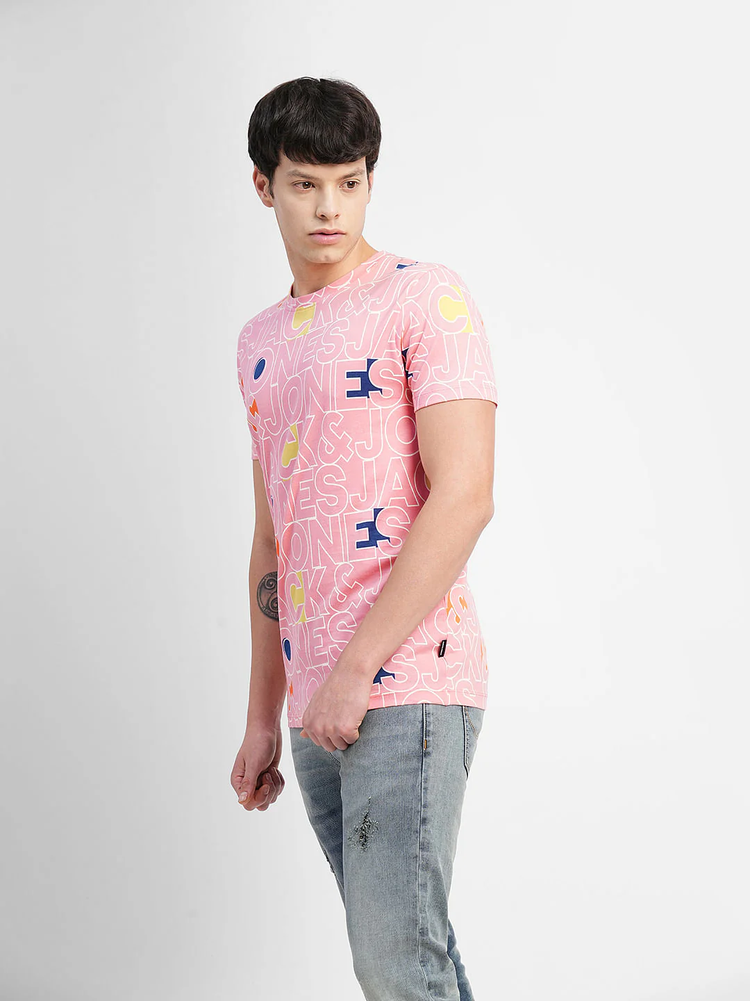 Pink Logo Print Crew Neck T-shirt - Image 3