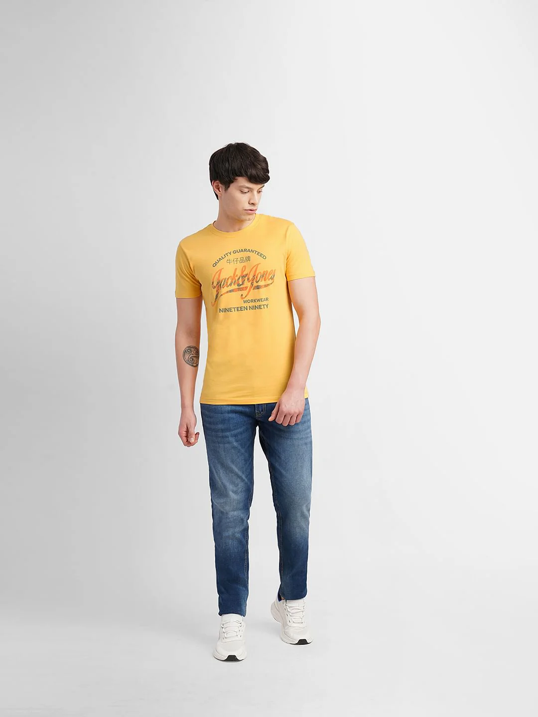 Yellow Logo Print Crew Neck T-shirt - Image 6