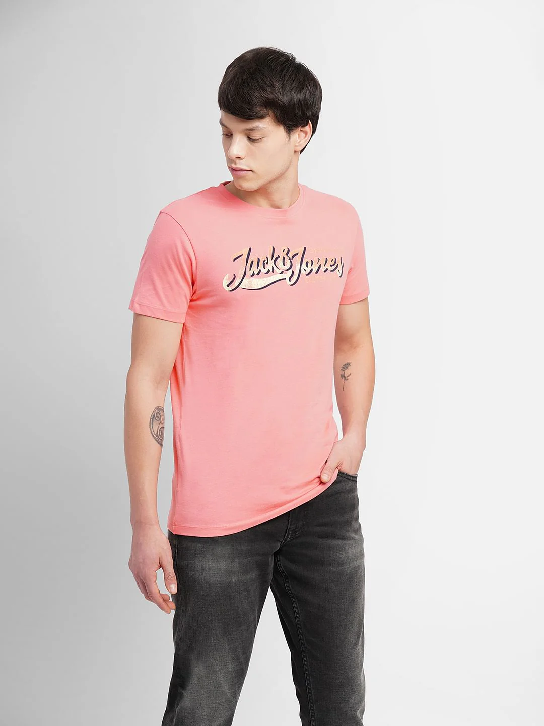 Pink Logo Print Crew Neck T-shirt - Image 2