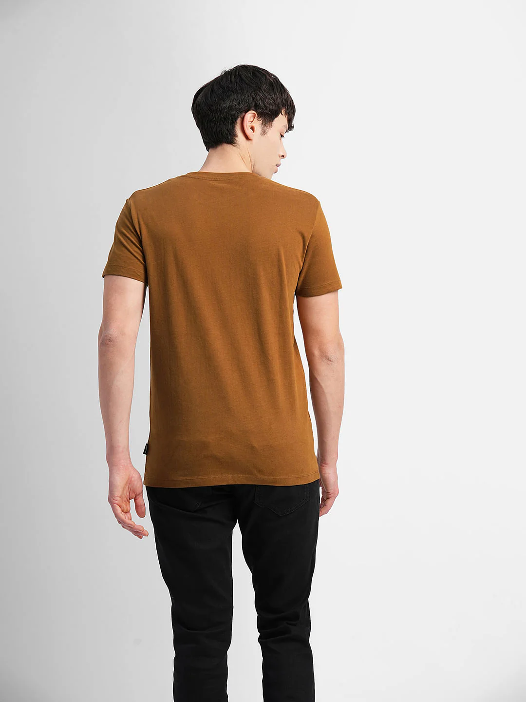 Brown Logo Text Print Crew Neck T-shirt - Image 4