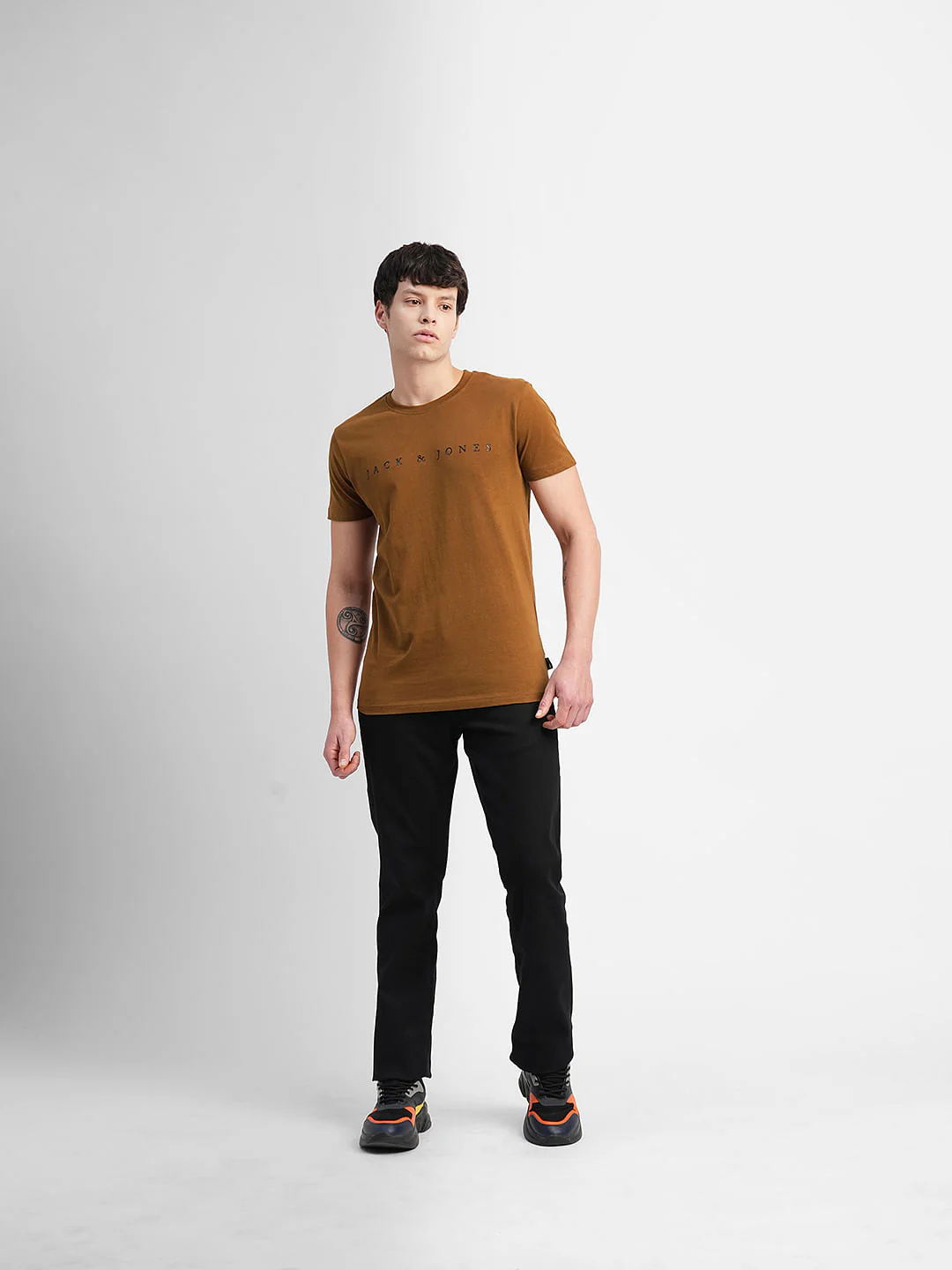 Brown Logo Text Print Crew Neck T-shirt - Image 6