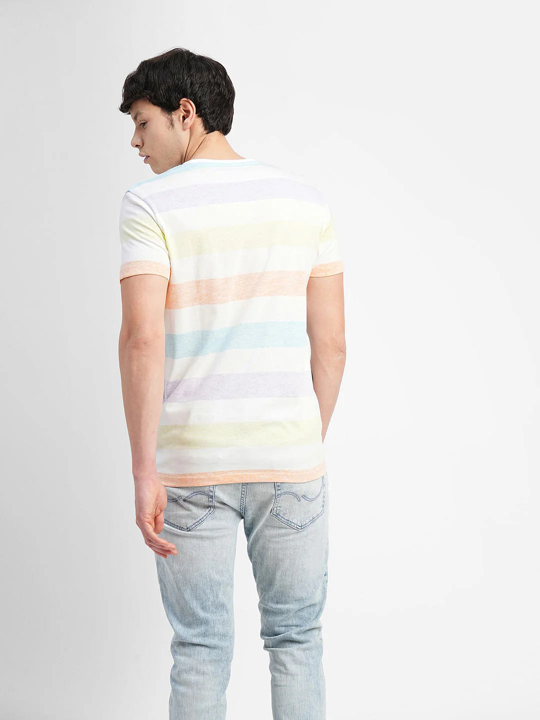 Purple Colourblocked Crew Neck T-shirt - Image 4