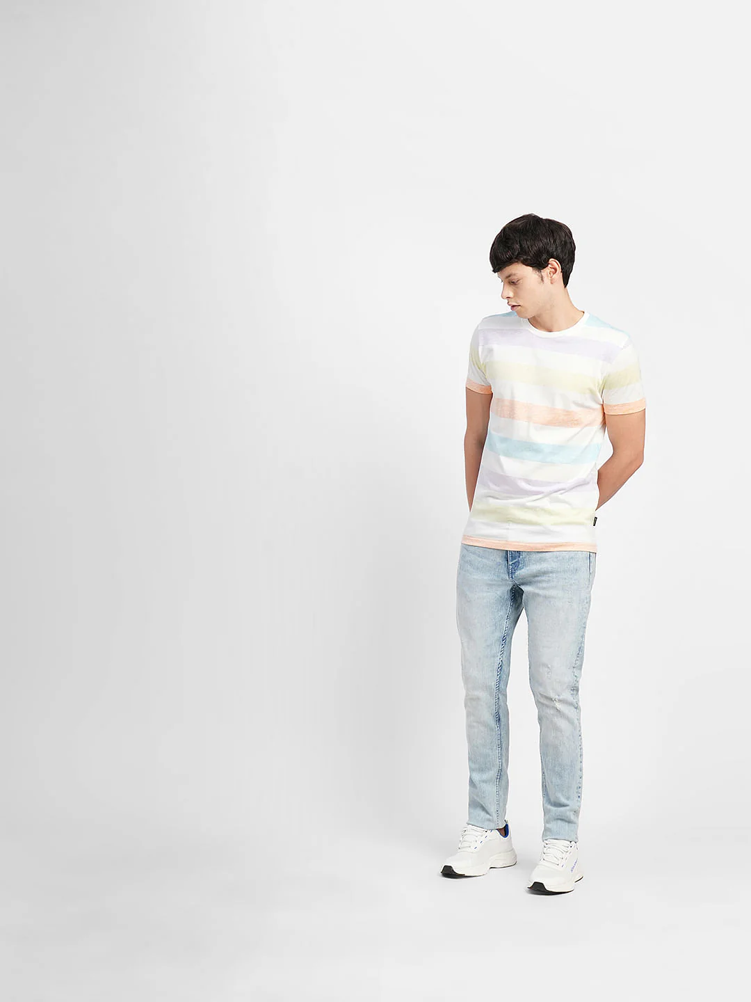 Purple Colourblocked Crew Neck T-shirt - Image 6