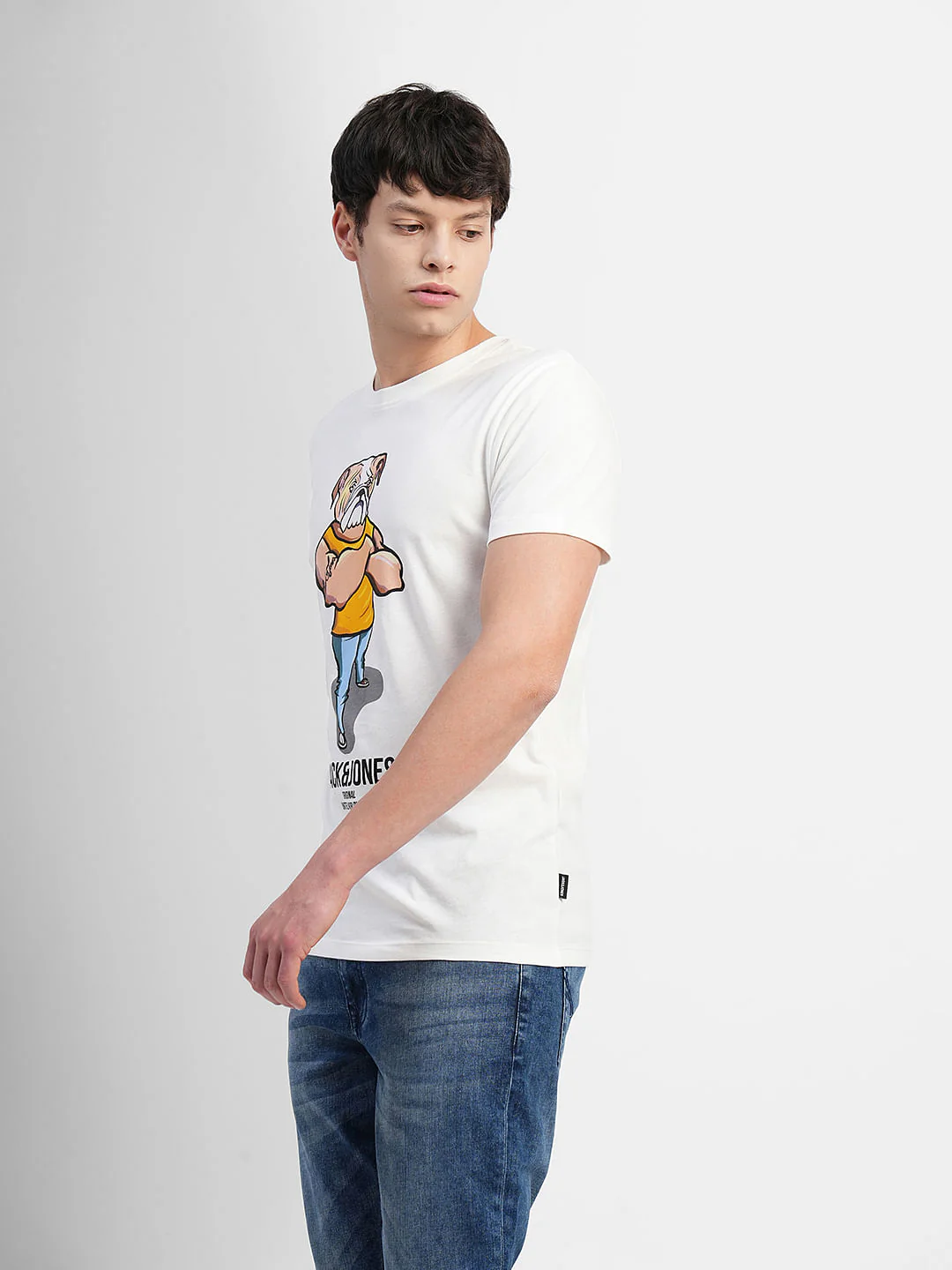 White Graphic Print Crew Neck T-shirt - Image 3