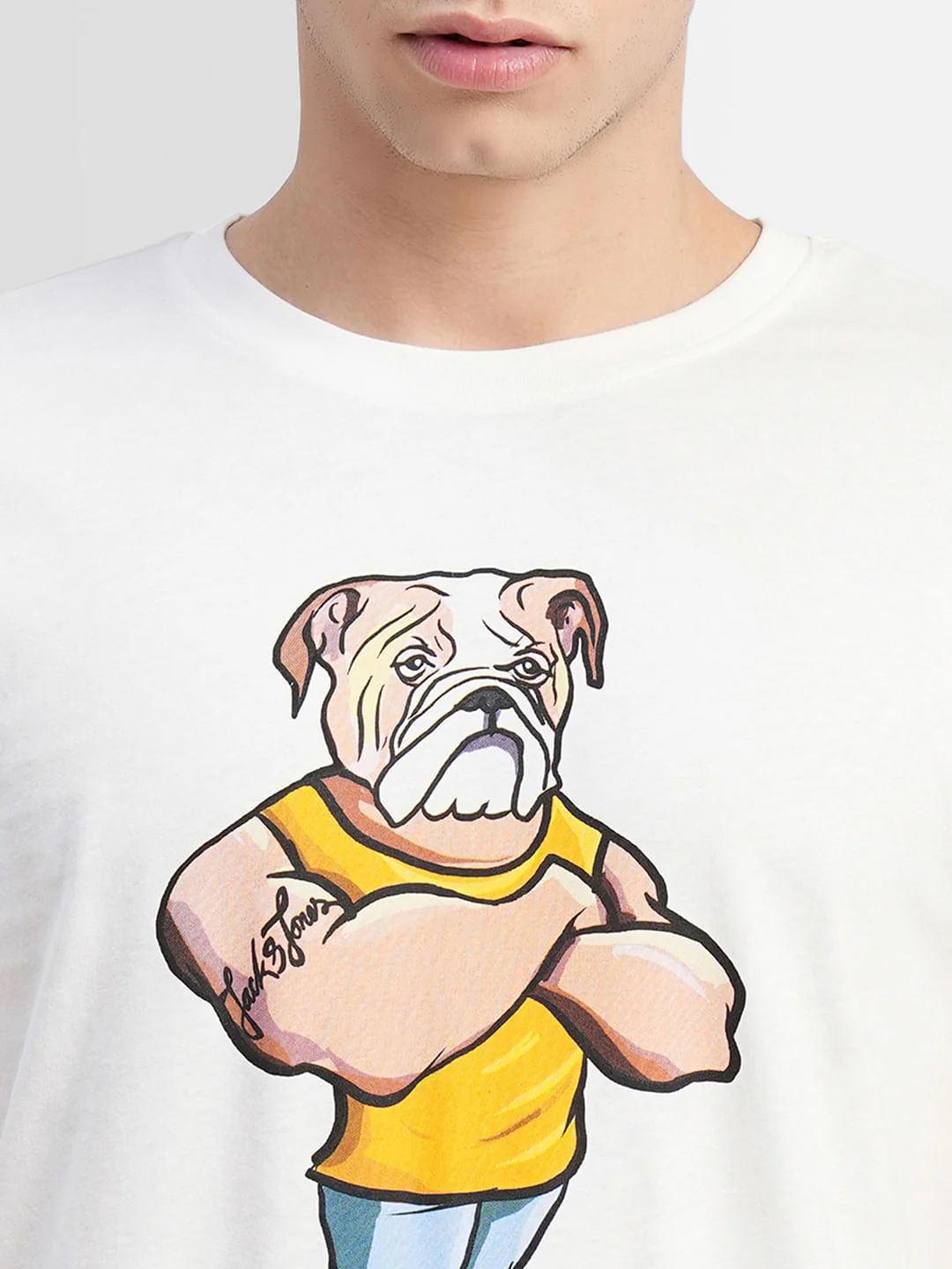 White Graphic Print Crew Neck T-shirt - Image 5