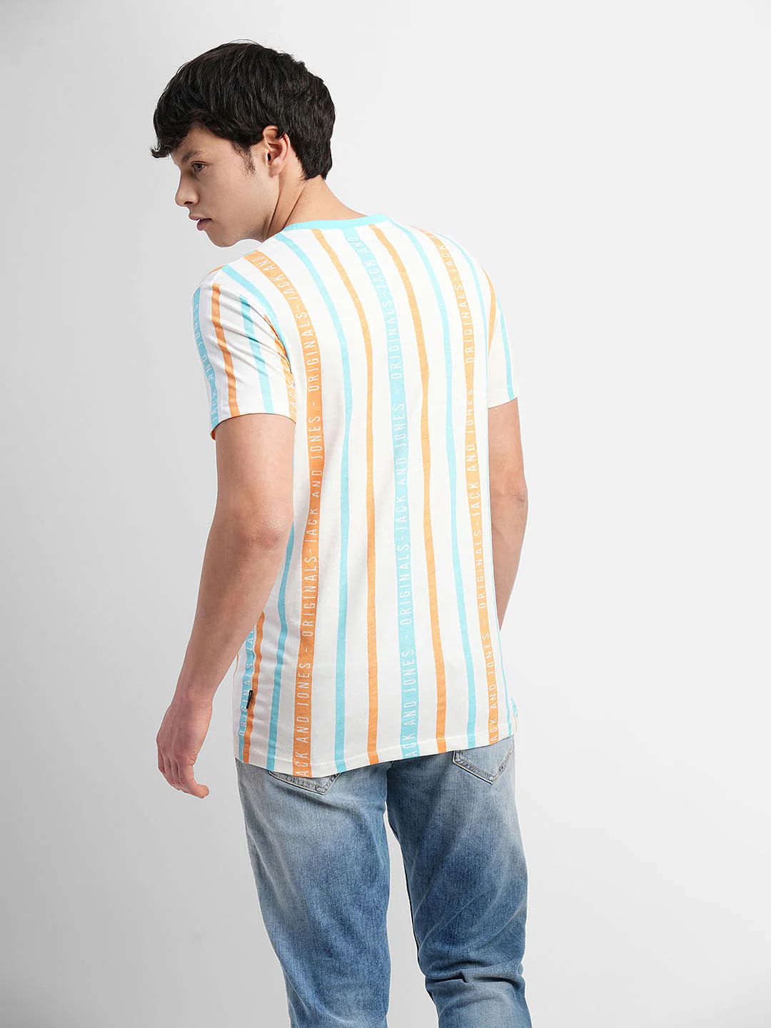 Brown Striped Crew Neck T-shirt - Image 4