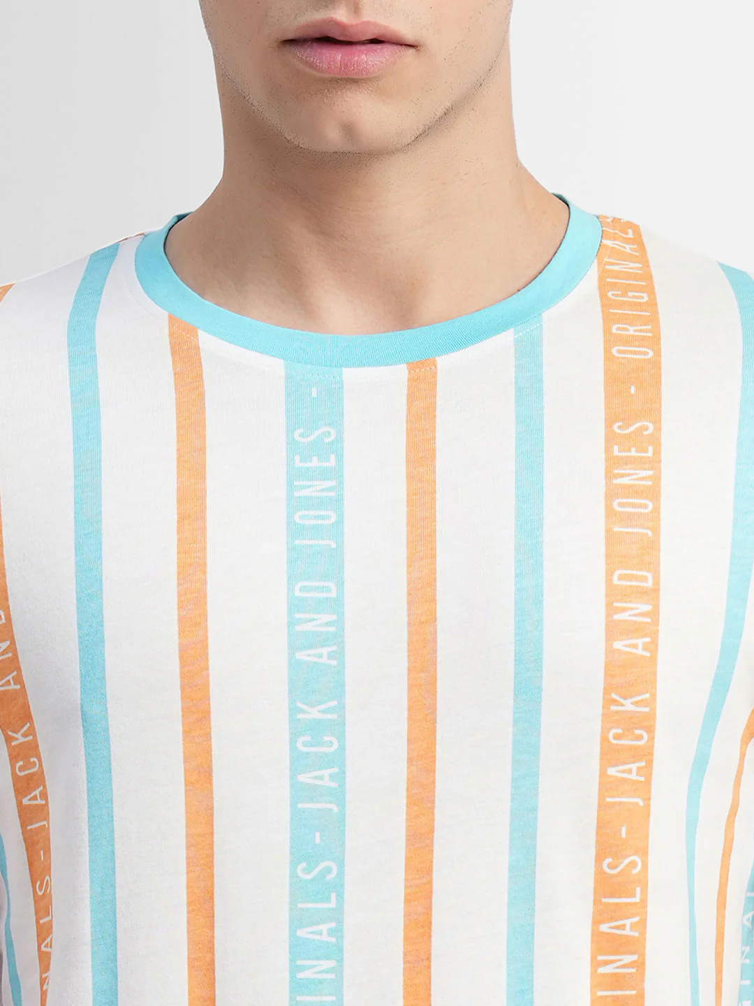 Brown Striped Crew Neck T-shirt - Image 5