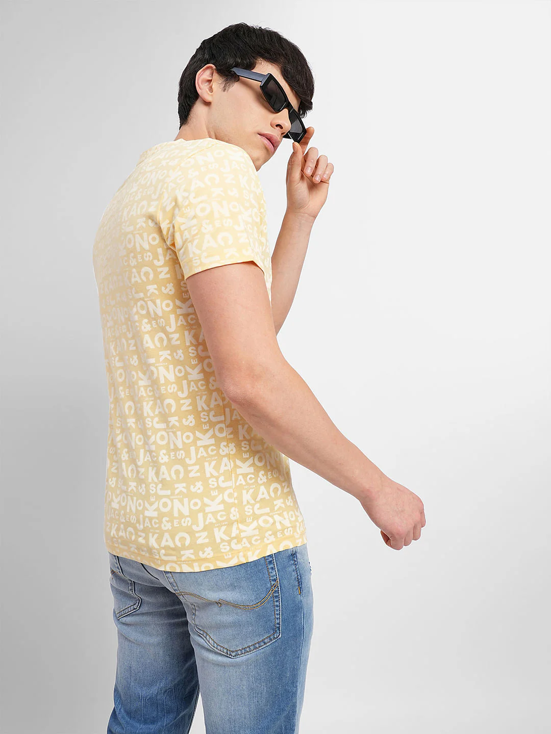 Yellow Letter Print Crew Neck T-shirt