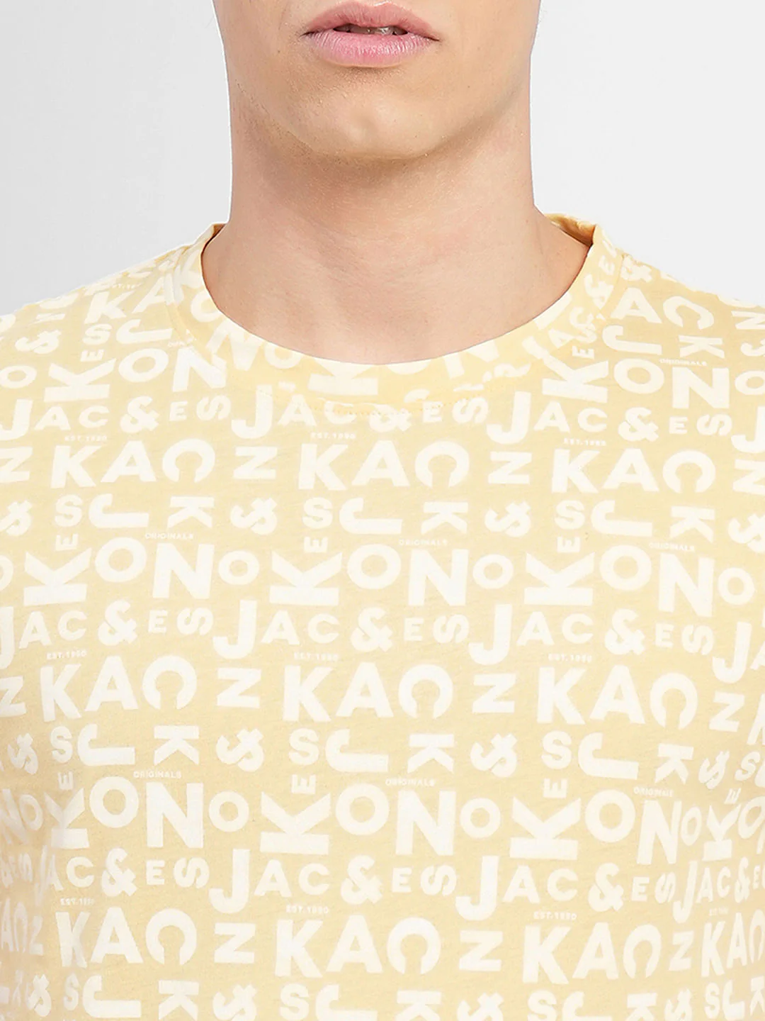 Yellow Letter Print Crew Neck T-shirt - Image 5