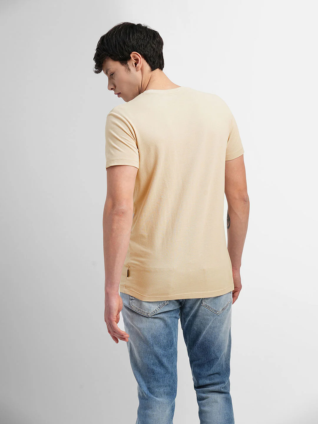Light Brown Logo Print Crew Neck T-shirt - Image 4