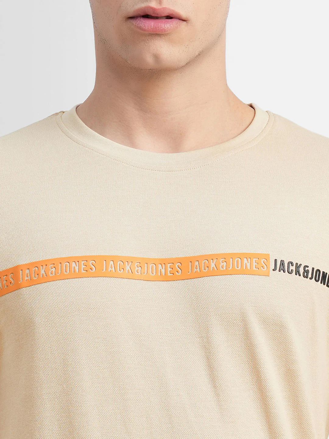 Light Brown Logo Print Crew Neck T-shirt - Image 5